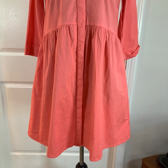 Tuckernuck Poplin Royal Shirt Dress Poppy Pink Quiet Luxury Dress Size Medium - Picture 4 of 12